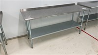 STAINLESS STEEL WORK TABLE 72x24,  rolled edge