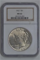 1922 Peace Silver Dollar NGC MS63