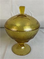 Hazel Atles Pebbletone Amber  Lidded Candy Dish