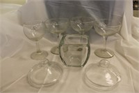 Glass bowl & wine glasses