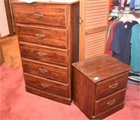 PRESSBOARD NIGHT STAND AND 5 DRAWER MATCHING