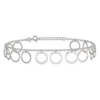 Sterling Silver- Dangle Circles Anklet