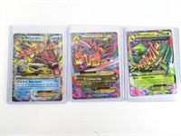 3 Holographic Mega Pokemon Cards in Protectors