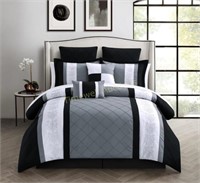 8-Piece Embroidery Comforter Set  Queen  Black