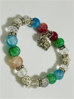 Cute vintage glass bracelet elephant charm