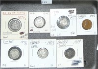 Variety: 1875-S 20¢ pc. Dimes. 1914 Cent.
