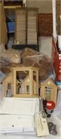 Dolls house building items incl. stairs, thatch