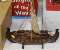 Wooden model Viking boat.