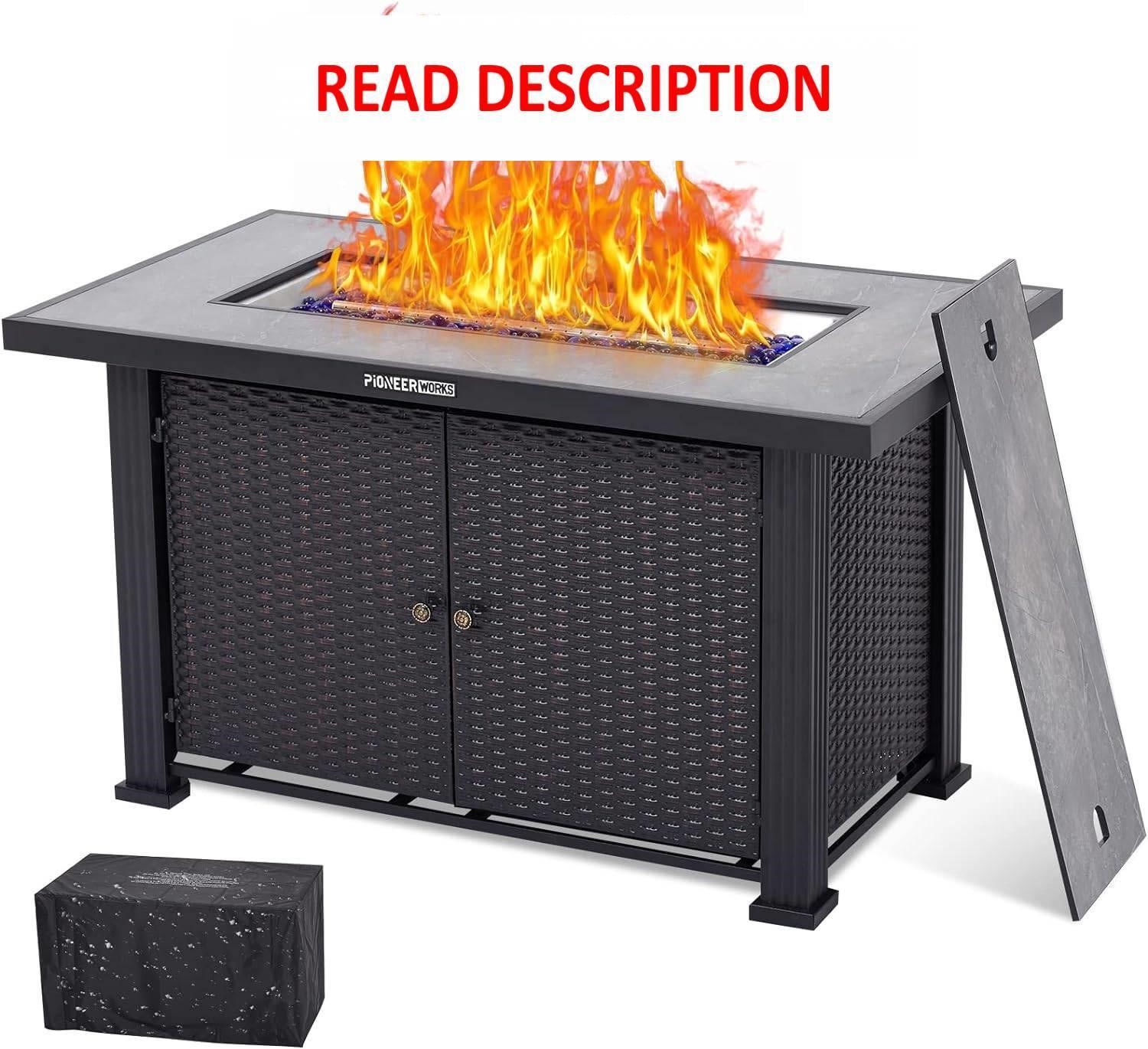 44 Propane Fire Pit Table  50000BTU  Double Door