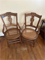 Pair of Antique Cane Botton Chairs