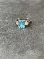 Blue Topaz Silver Ring