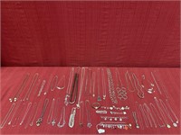 42 Silvertone Necklaces: 8 Bracelets