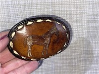 Vintage Leather Buckle with with Horse