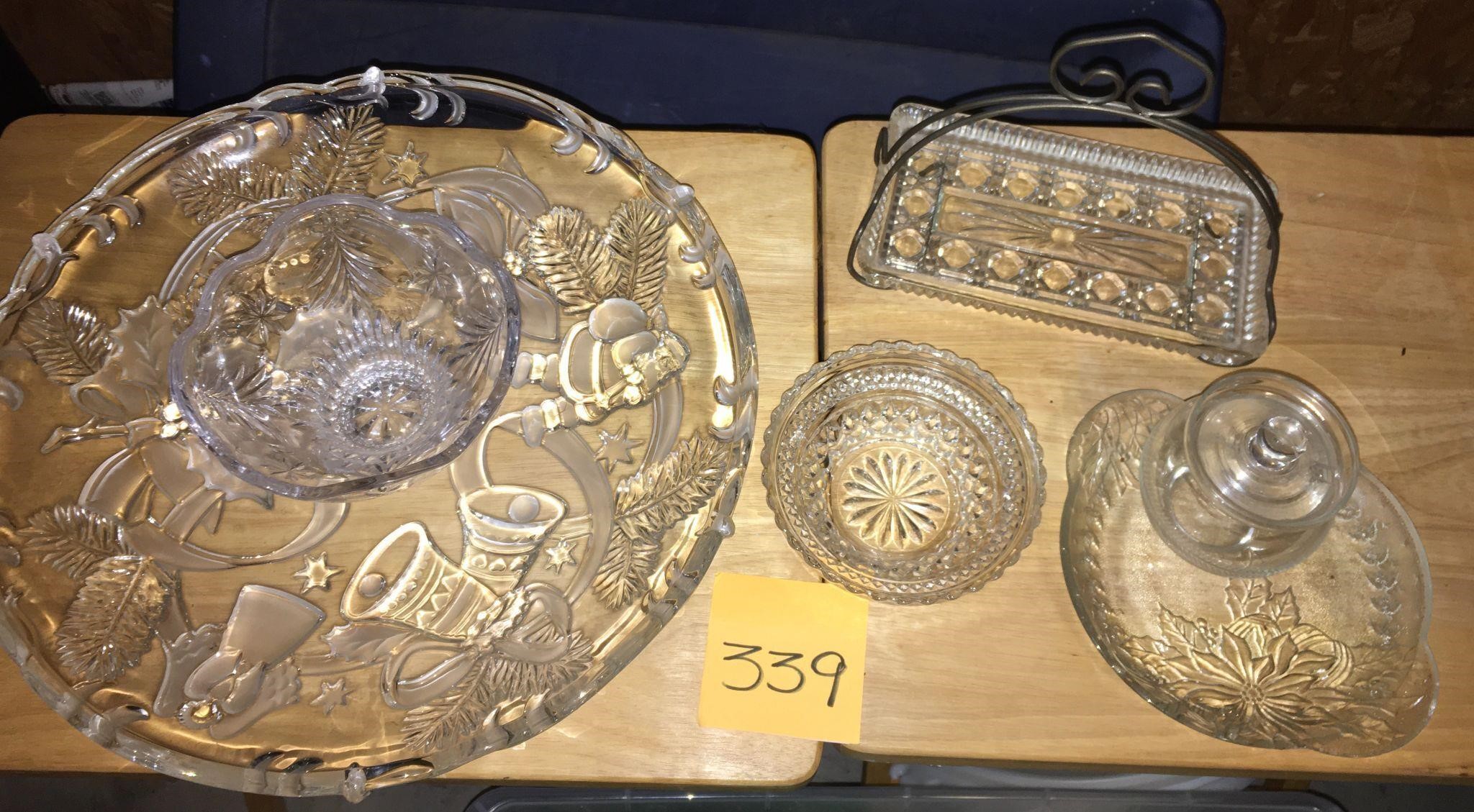 Clear Christmas Serving Pieces