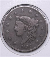 1837 LARGE CENT  VG