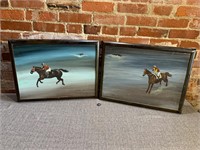Pair Brazilian Equestrian Oil Paintings, Signed