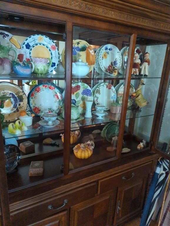 Collection of curio cabinet contents - top only