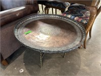 FOLDING SOLID COPPER TOP INDIAN /MIDDLE EAST TABLE