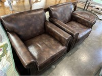 2PC MATCHED LEATHER? ARM CHAIRS