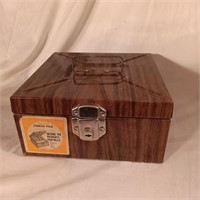 Vintage Brown Metal File-A-Way Check File With Key
