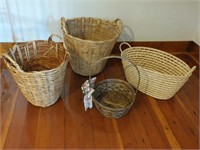 WICKER CLOTHES BASKET & OTHER BASKETS