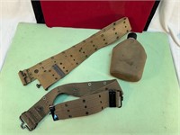 LOT OF MILITARY BELTS & CANTEEN