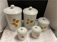 Five piece sunflower canisters