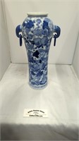 Blue white antique China tall decorative vase