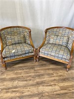 Pair of Ralph Lauren Wood Trim Chairs w/Cush