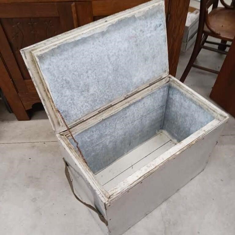 Antique metal ice chest