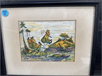 WWII PROPAGANDA WATERCOLOR SIGNED 'LEWIS' IN FRAME