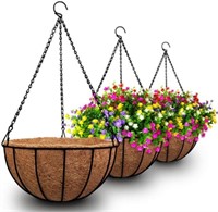 3Pcs 12 Durable Metal Hanging Baskets for Plants w