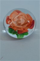 Glass Paperweight w/ Rose