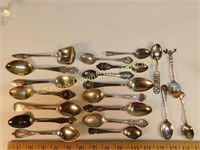 19 Antique Sterling Collector Spoons