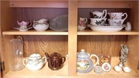 Tea cups, saucers, tea pots, card holders,