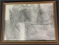Katherine Langley Abstract Charcoal Signed 77