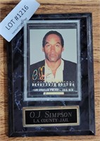 PLAQUE OF O.J. SIMPSON L.A. COUNTY JAIL PHOTO