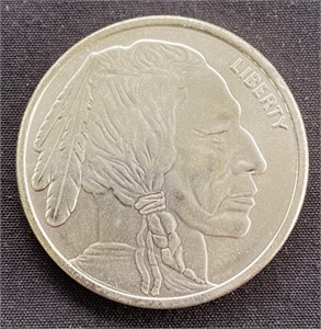 1 Troy Ounce .999 Silver Buffalo Indian Round