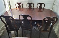 QUEEN ANNE DINING TABLE, 6 CHAIRS