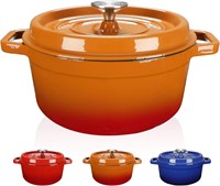 $51  4QT Enameled Iron Dutch Oven with Lid  Orange