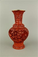 Cinnabar Lacquer Carved Bronze Vase