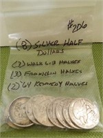 (8) Silver Half Dollars (3) Walk Libs,