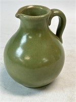Vintage Handmade Quebec Art  Pottery Green Glazed