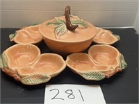 Pear serving bowl with plates