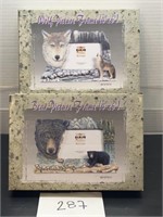 (2) new photo frames; wolf and bear