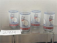 (4) Vintage Libbey 12oz White Frosted Cat