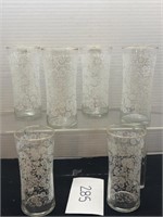 (6) Libby highball floral design glasses