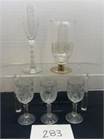 Vintage wine glasses; etched glass and more