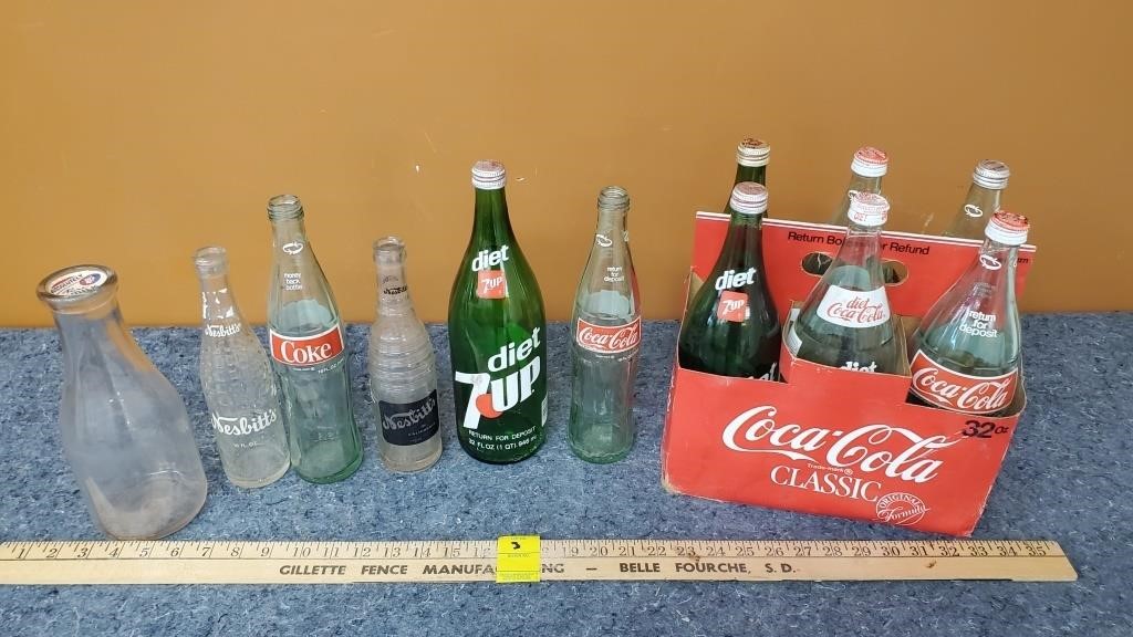 Coca Cola Crate & Glass Pop Bottles