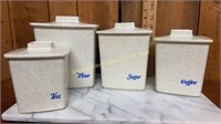 Set of melamine style vintage kitchen canisters